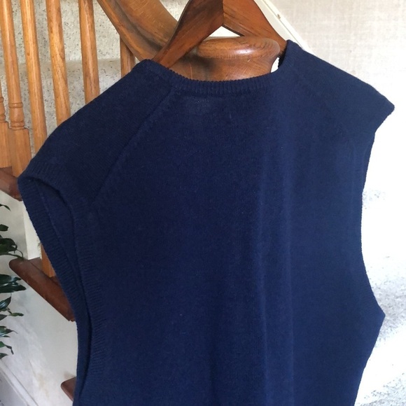 M & S Navy Blue Lambswool Sweater Vest Office Top - Picture 8 of 10
